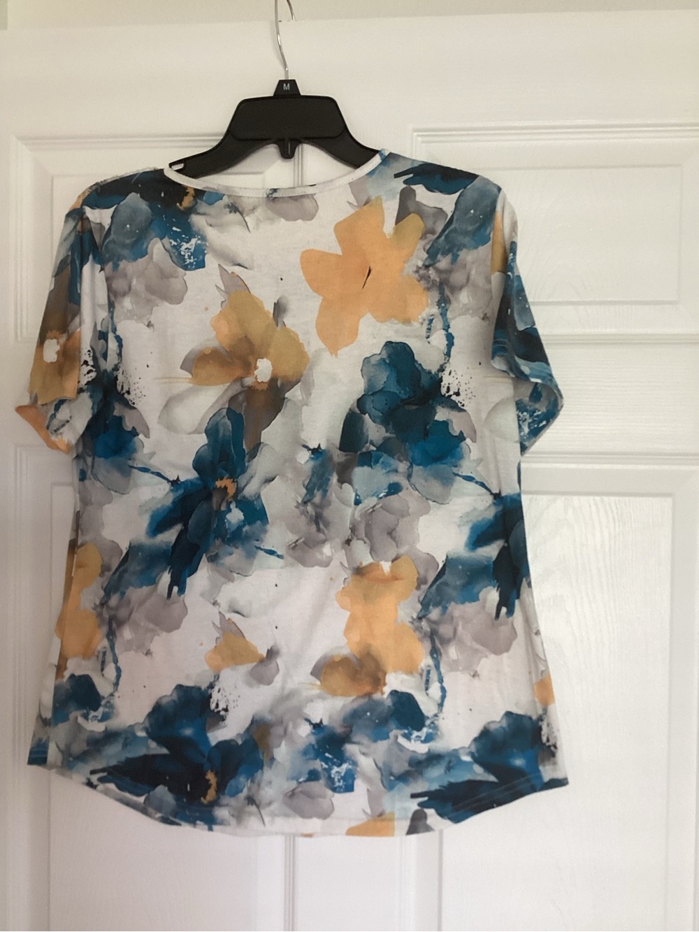Floral Ofeefan Short-Sleeve Blouse in Teal, Mustard & Gray - Picture 2 of 8